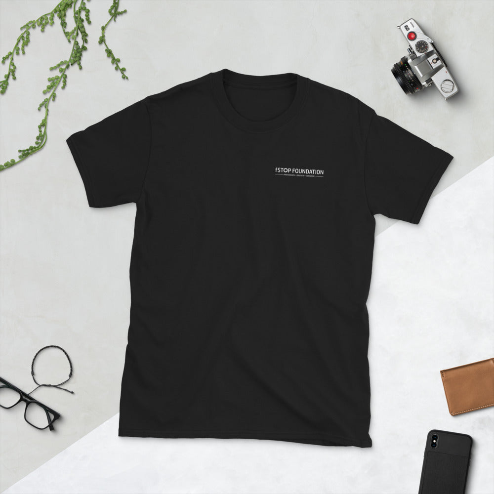 fStop's Short-Sleeve Unisex T-Shirt with logo in front and "I Speak for the Panther" on back.