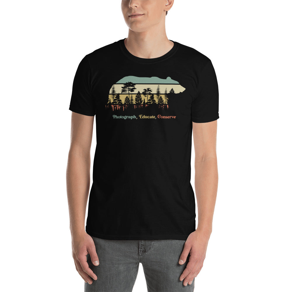 "PHOTOGRAPH, EDUCATE, CONSERVE" Bear Short-Sleeve Unisex T-Shirt