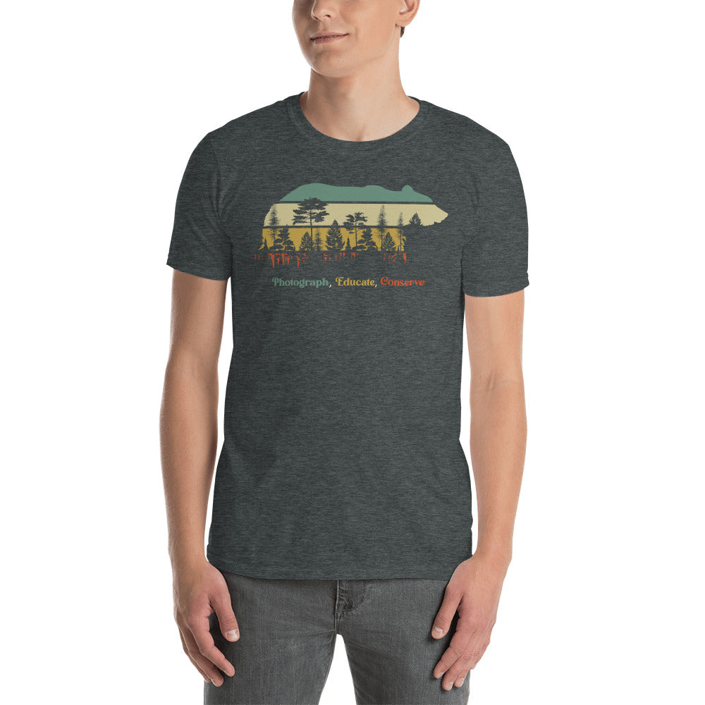"PHOTOGRAPH, EDUCATE, CONSERVE" Bear Short-Sleeve Unisex T-Shirt