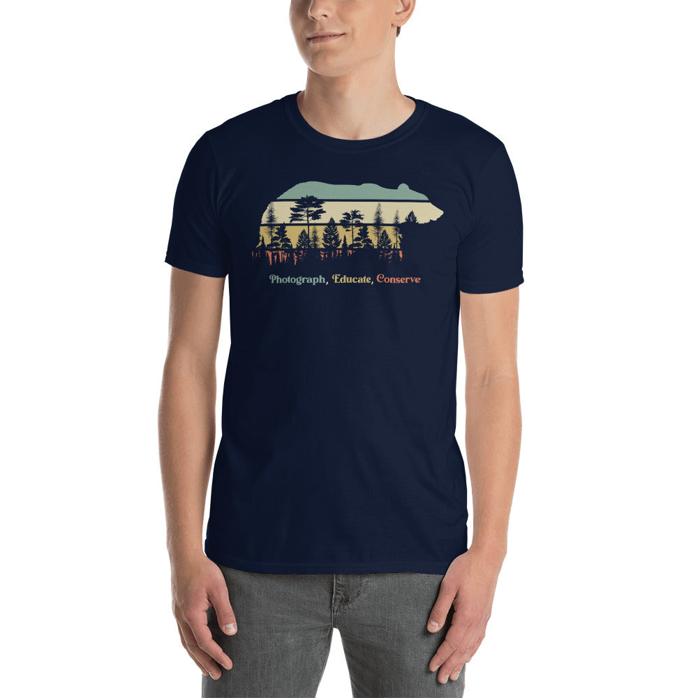 "PHOTOGRAPH, EDUCATE, CONSERVE" Bear Short-Sleeve Unisex T-Shirt