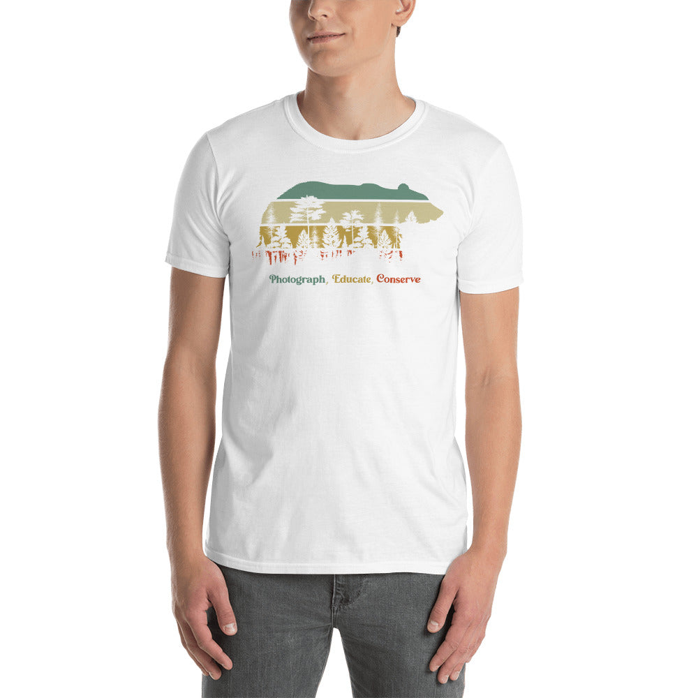 "PHOTOGRAPH, EDUCATE, CONSERVE" Bear Short-Sleeve Unisex T-Shirt