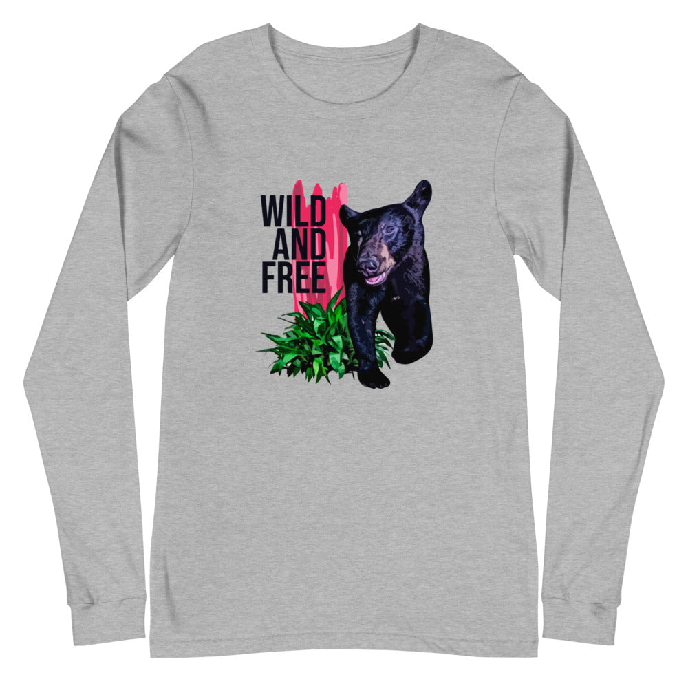 "WILD AND FREE" Bear - Unisex Long Sleeve Tee