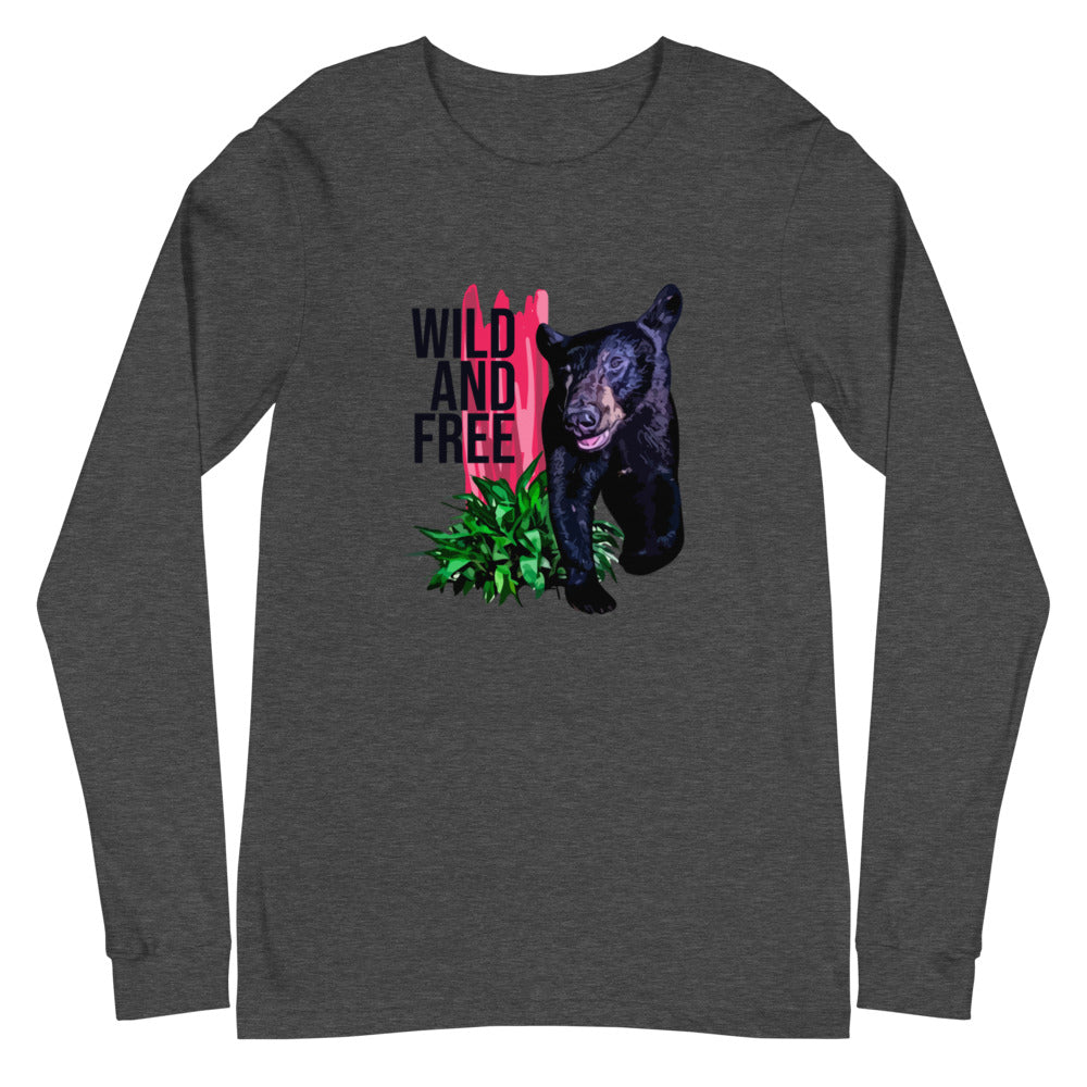 "WILD AND FREE" Bear - Unisex Long Sleeve Tee