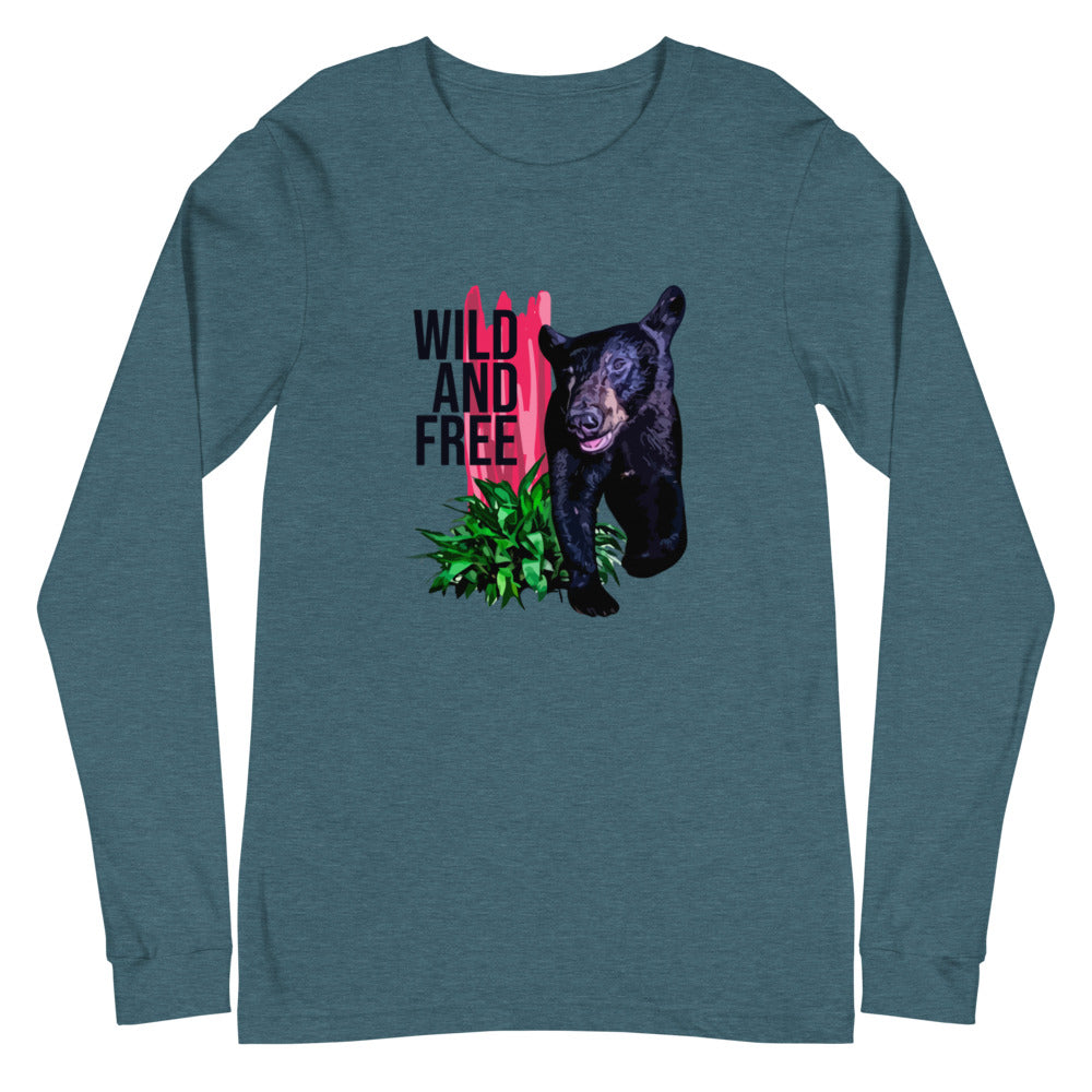 "WILD AND FREE" Bear - Unisex Long Sleeve Tee
