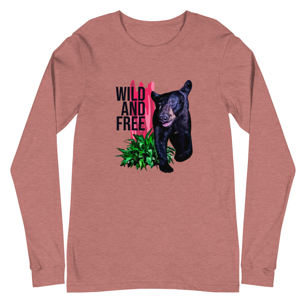 "WILD AND FREE" Bear - Unisex Long Sleeve Tee
