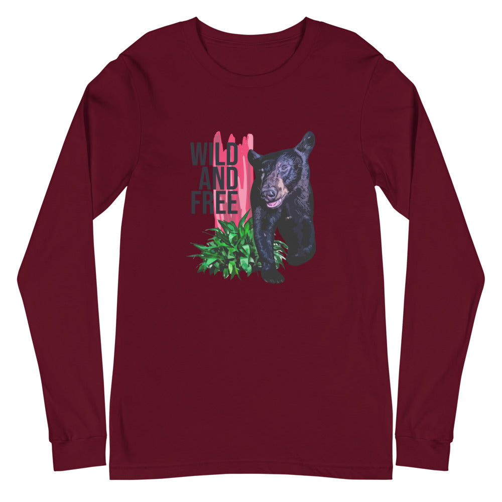 "WILD AND FREE" Bear - Unisex Long Sleeve Tee