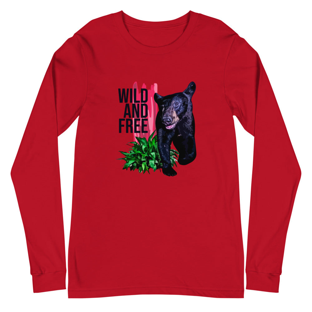 "WILD AND FREE" Bear - Unisex Long Sleeve Tee