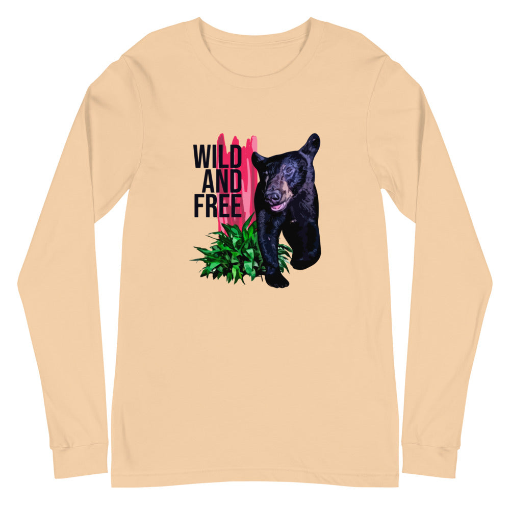 "WILD AND FREE" Bear - Unisex Long Sleeve Tee