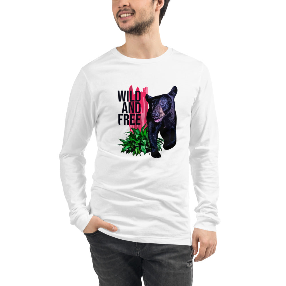 "WILD AND FREE" Bear - Unisex Long Sleeve Tee