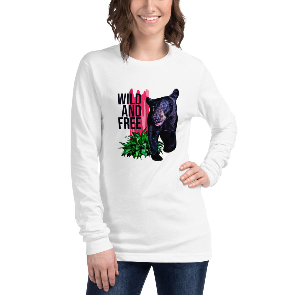 "WILD AND FREE" Bear - Unisex Long Sleeve Tee