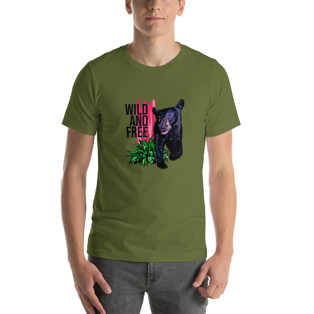 "WILD AND FREE" Bear Short-Sleeve Unisex T-Shirt