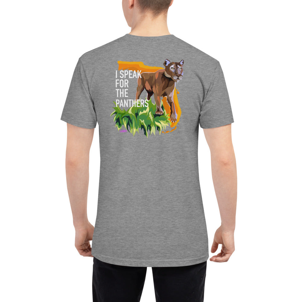 Unisex Tri-Blend Track Shirt with fStop Logo on the front and "I Speak for the Panthers" design on back.