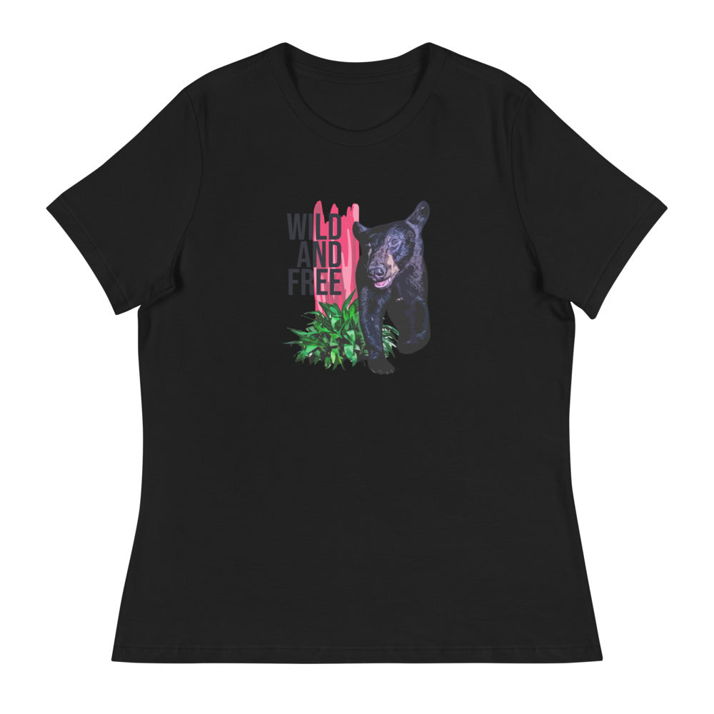 "WILD AND FREE" Bear Women's Relaxed T-Shirt