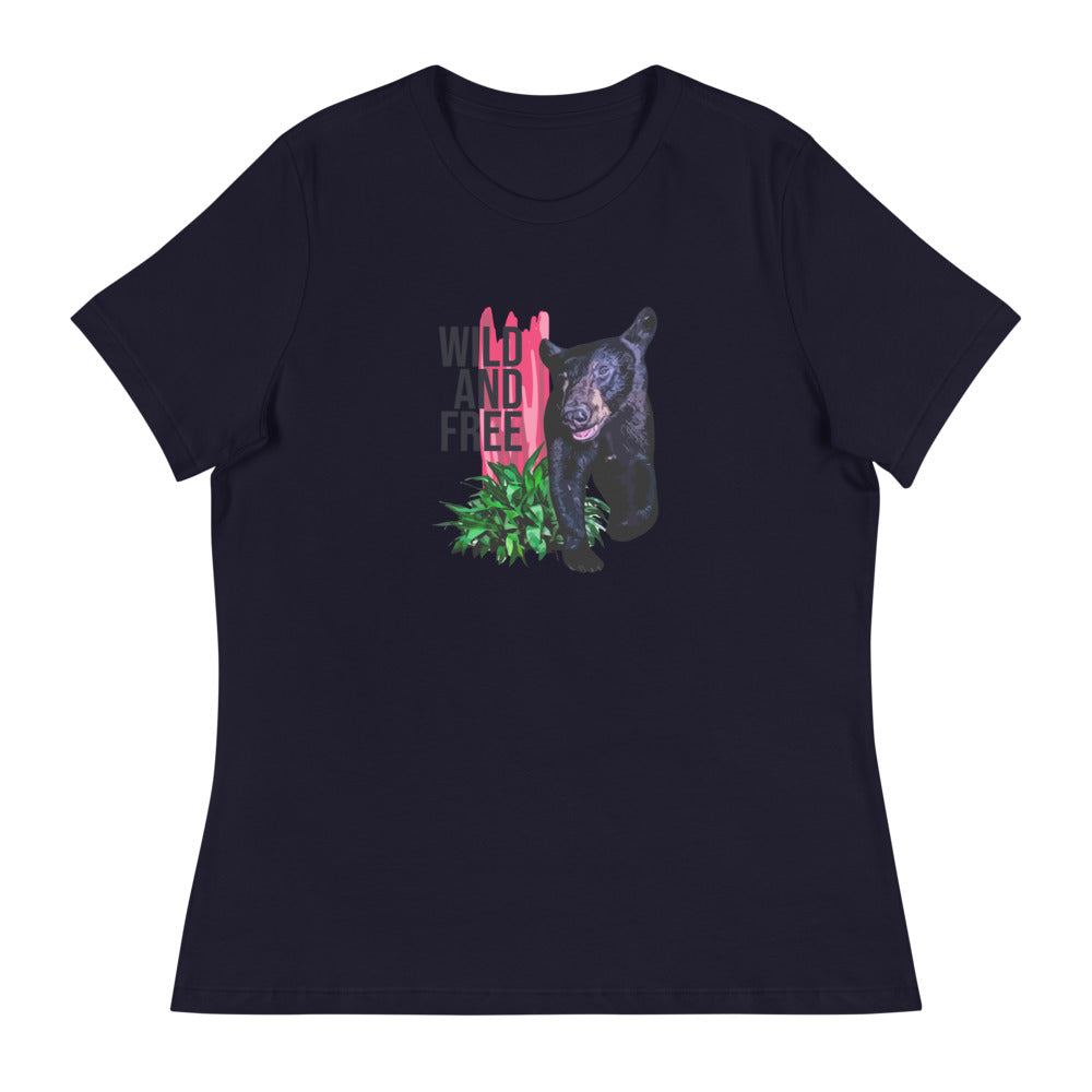 "WILD AND FREE" Bear Women's Relaxed T-Shirt