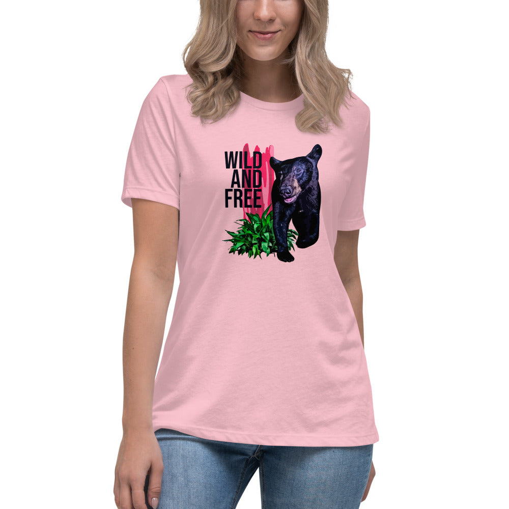 "WILD AND FREE" Bear Women's Relaxed T-Shirt