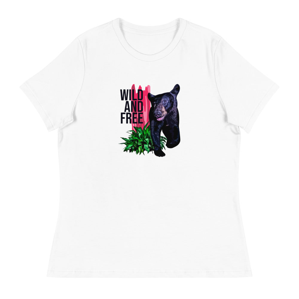 "WILD AND FREE" Bear Women's Relaxed T-Shirt