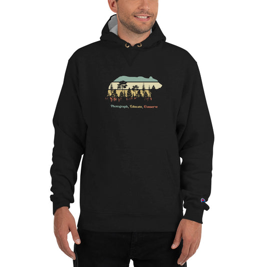 "PHOTOGRAPH, EDUCATE, CONSERVE" Bear Design Champion Hoodie