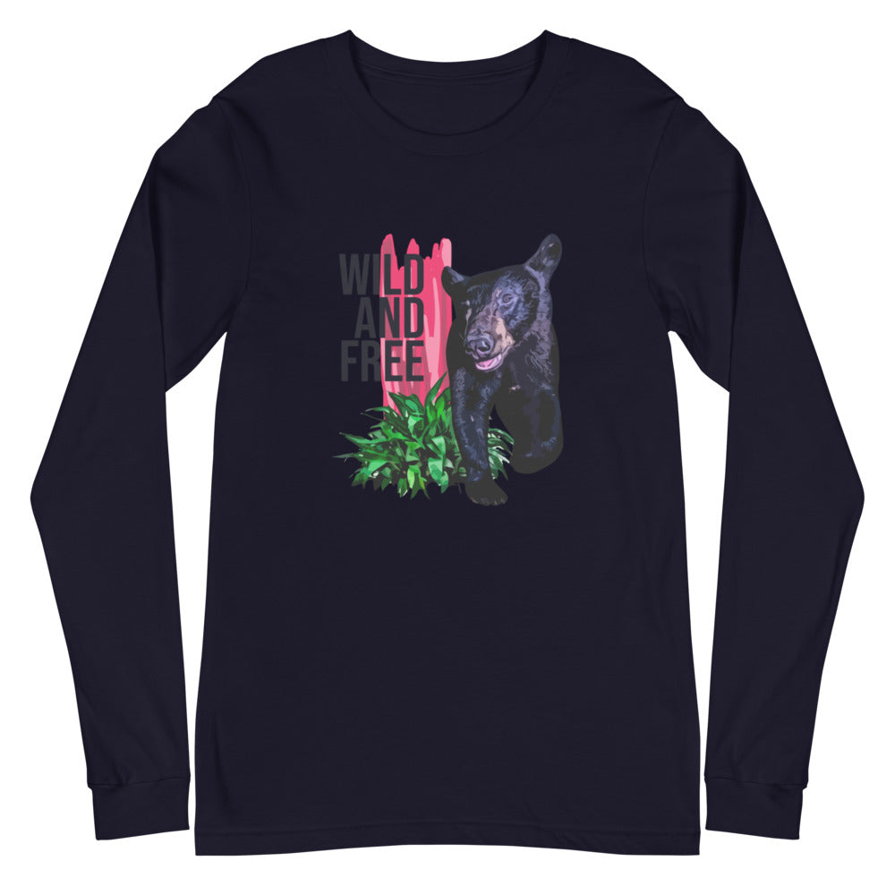 "WILD AND FREE" Bear - Unisex Long Sleeve Tee