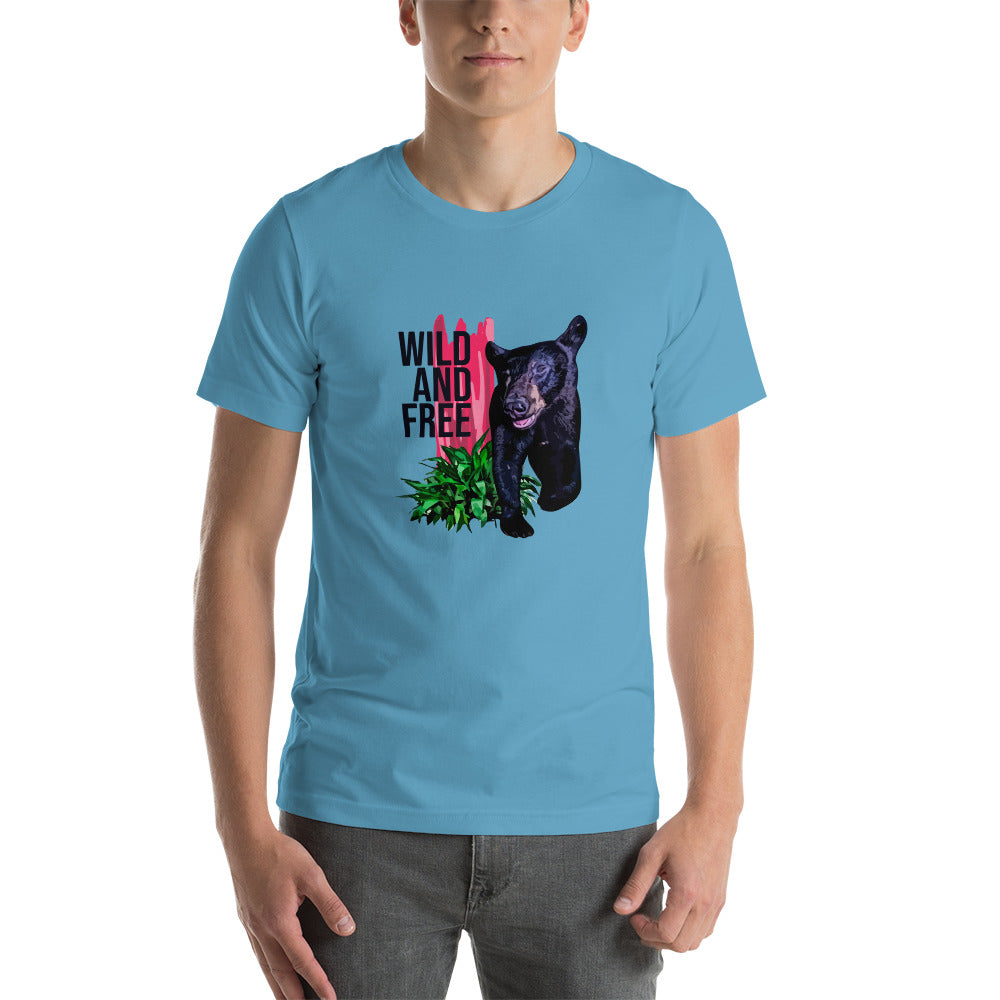 "WILD AND FREE" Bear Short-Sleeve Unisex T-Shirt