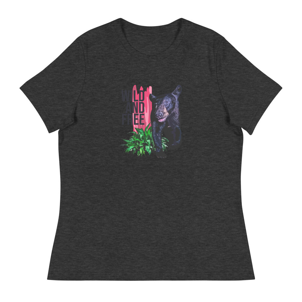 "WILD AND FREE" Bear Women's Relaxed T-Shirt