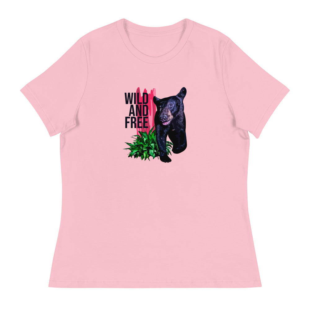 "WILD AND FREE" Bear Women's Relaxed T-Shirt
